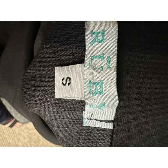 Ruby Womens Black Draped Front Dress Stretch Acetate‎ Blend Full Skirt SzP - Picture 5 of 8